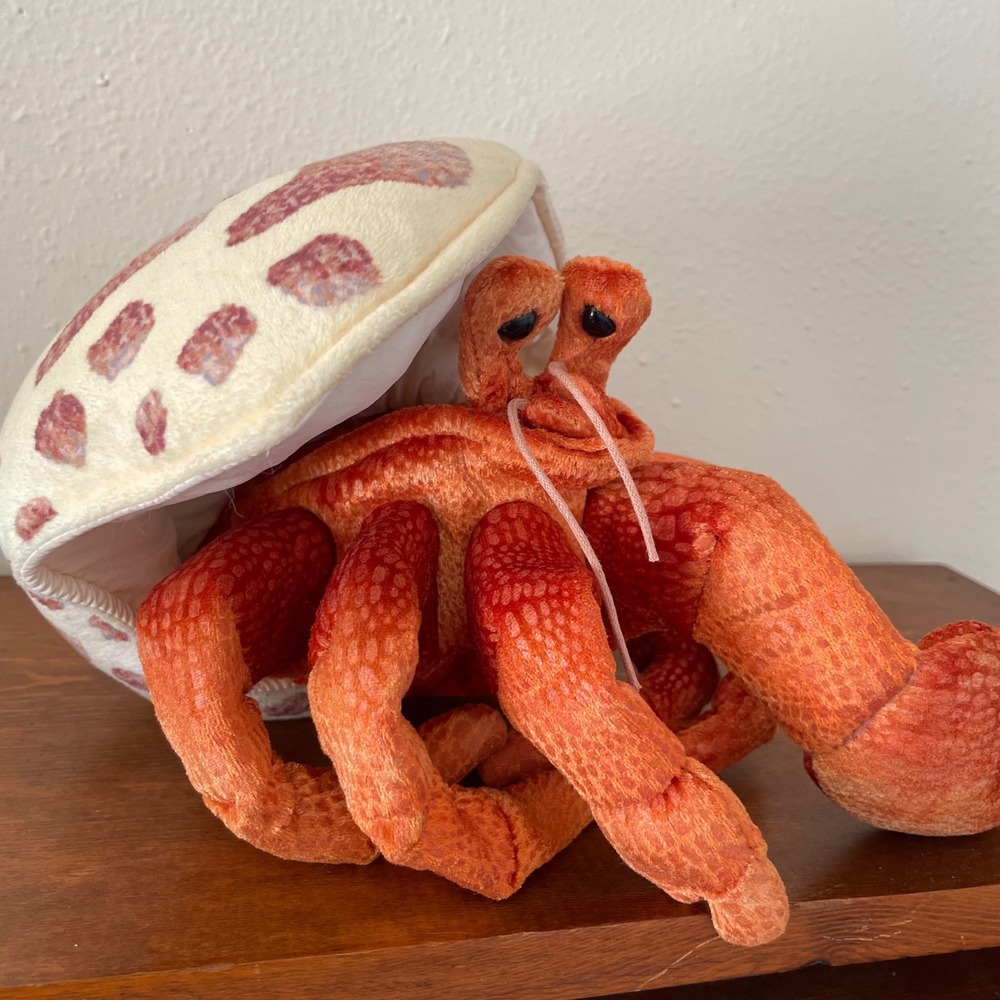 Folkmanis Puppets 12" Hermit Crab Hand Puppet Spotted Pattern Shell Orange Crab - Picture 4 of 15